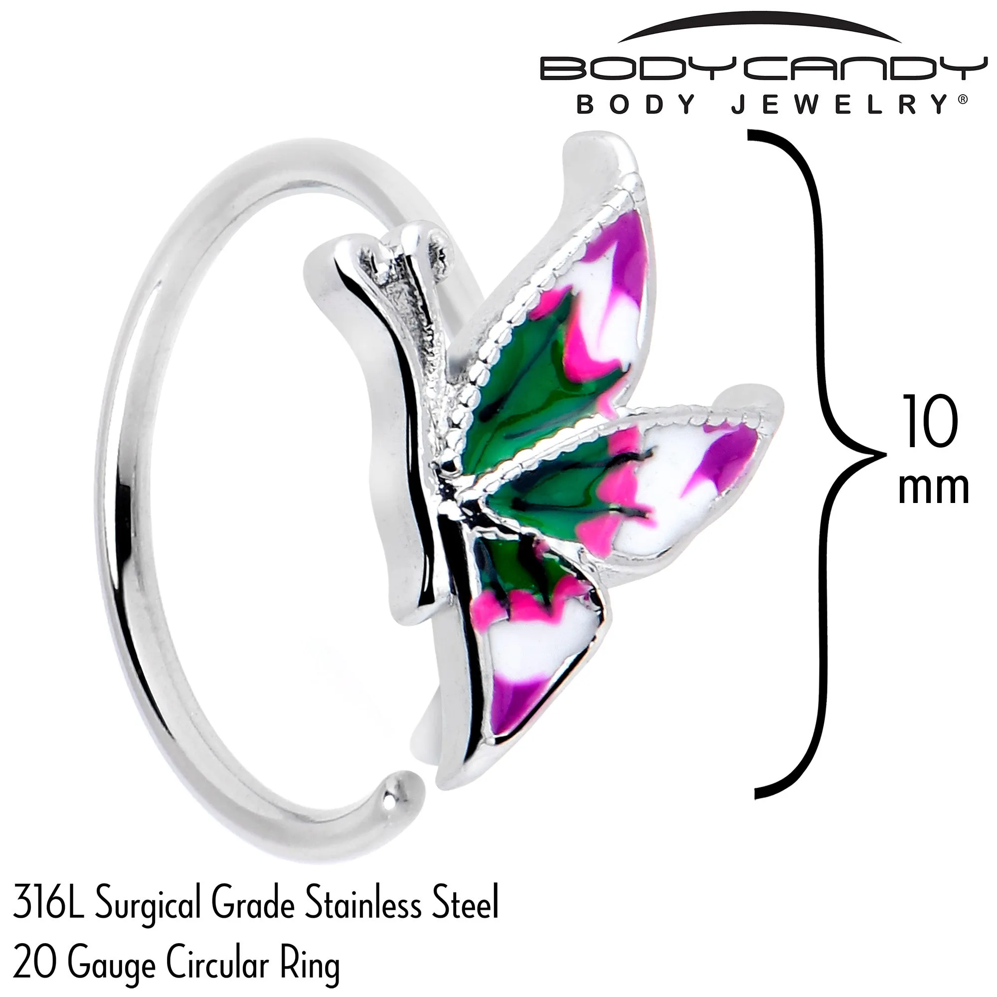 20 Gauge 5/16 Profile Butterfly Nose Hoop