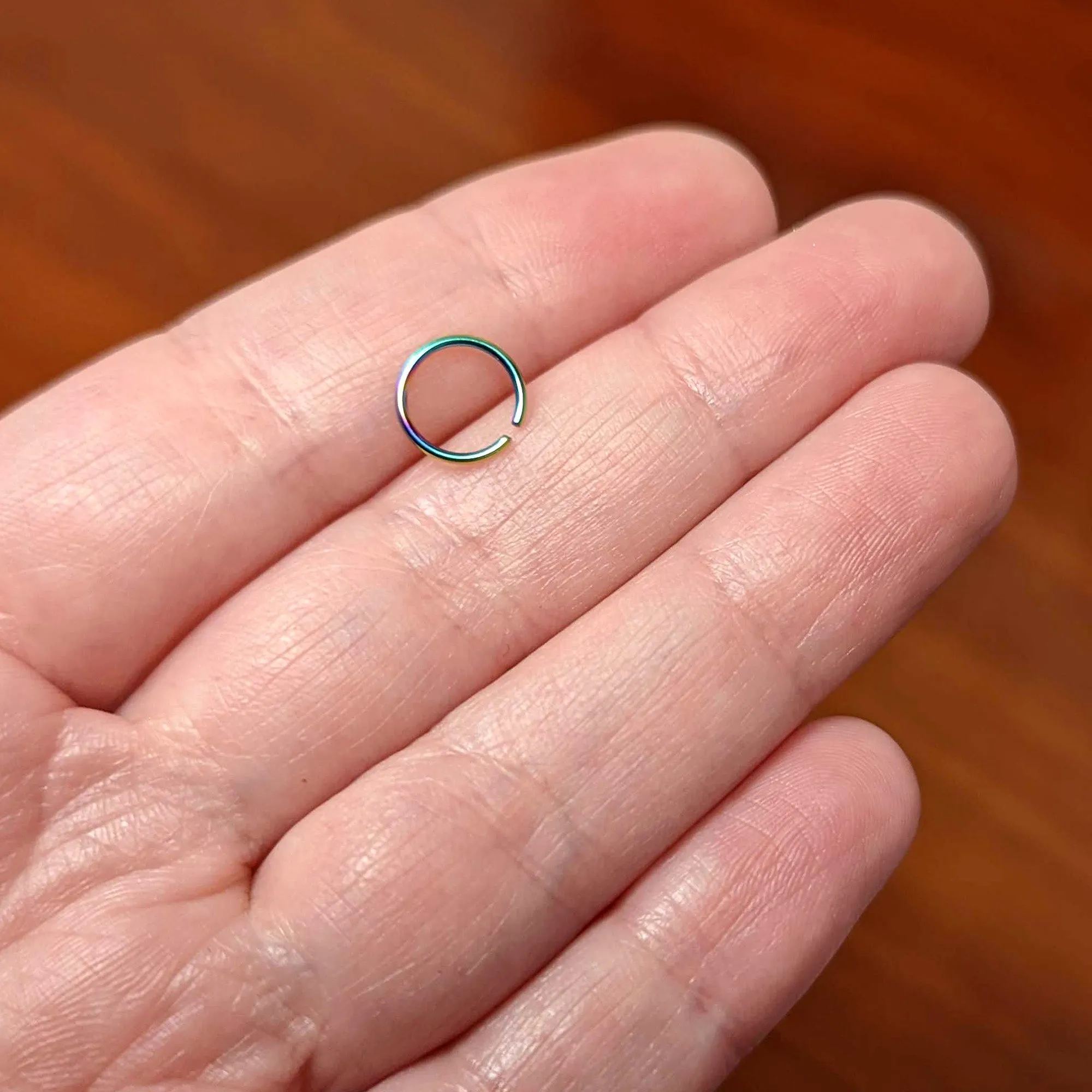 20 Gauge 7mm Rainbow PVD Grade 23 Titanium Bendable Hoop Ring
