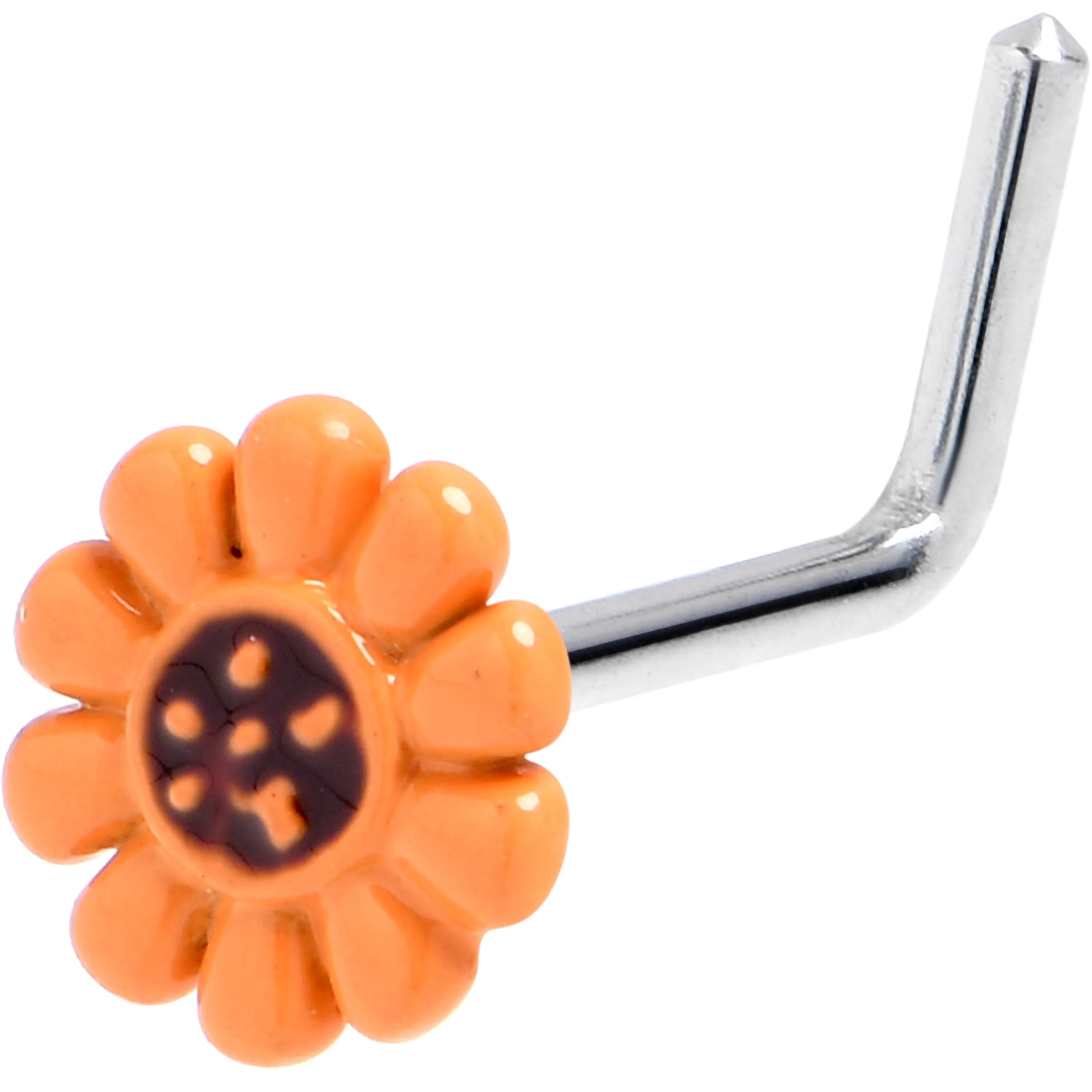 20 Gauge 7mm Simple Classic Sunflower L Shape Nose Ring