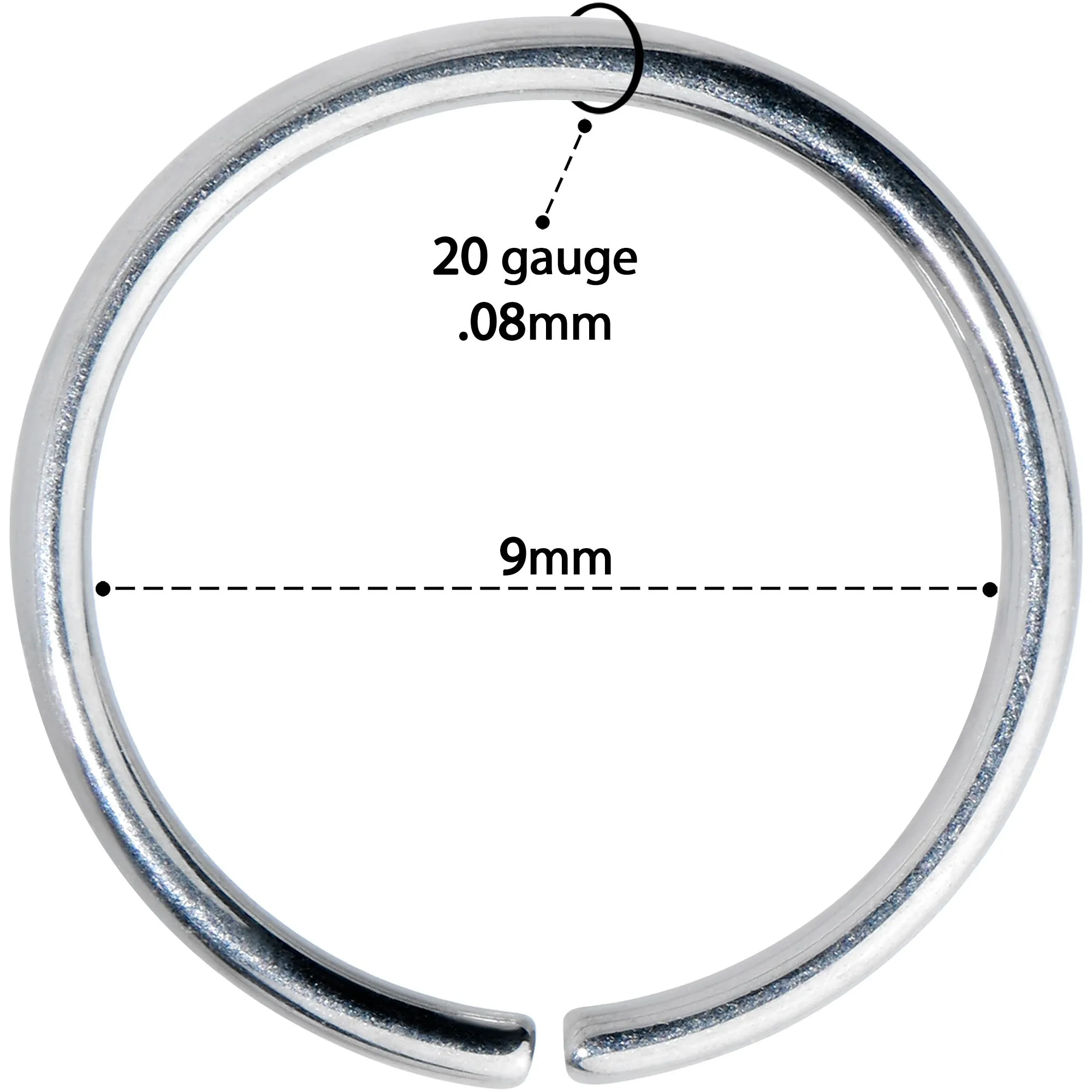 20 Gauge 9mm Grade 23 Titanium Bendable Hoop Ring