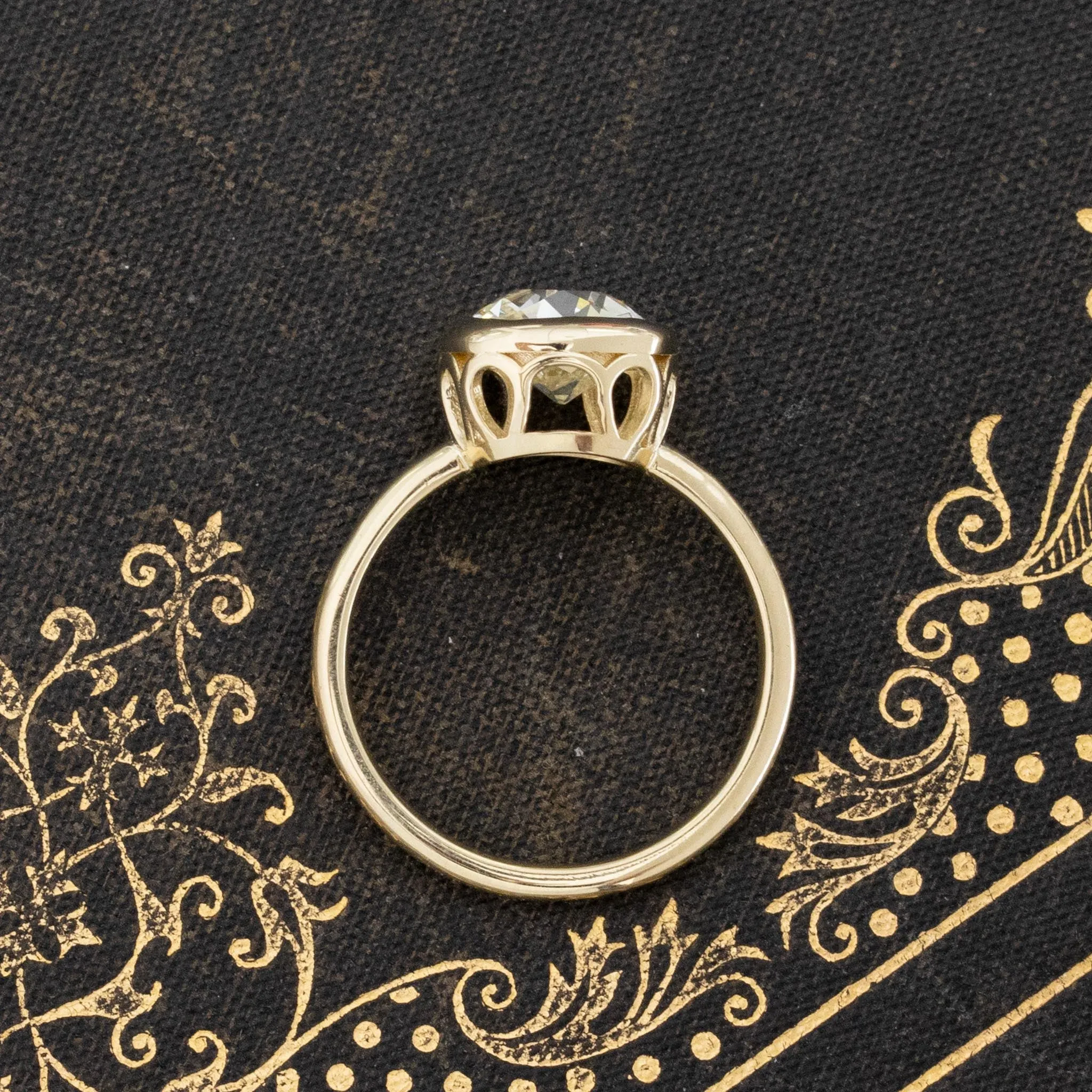 2.01ct Old Mine Cut Diamond Bezel Solitaire, GIA U-V VS1