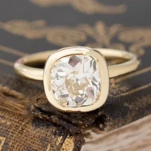 2.01ct Old Mine Cut Diamond Bezel Solitaire, GIA U-V VS1