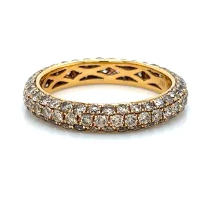 2.08ct tw Champaign Color Three Row Pave Diamond Eternity Band Ring