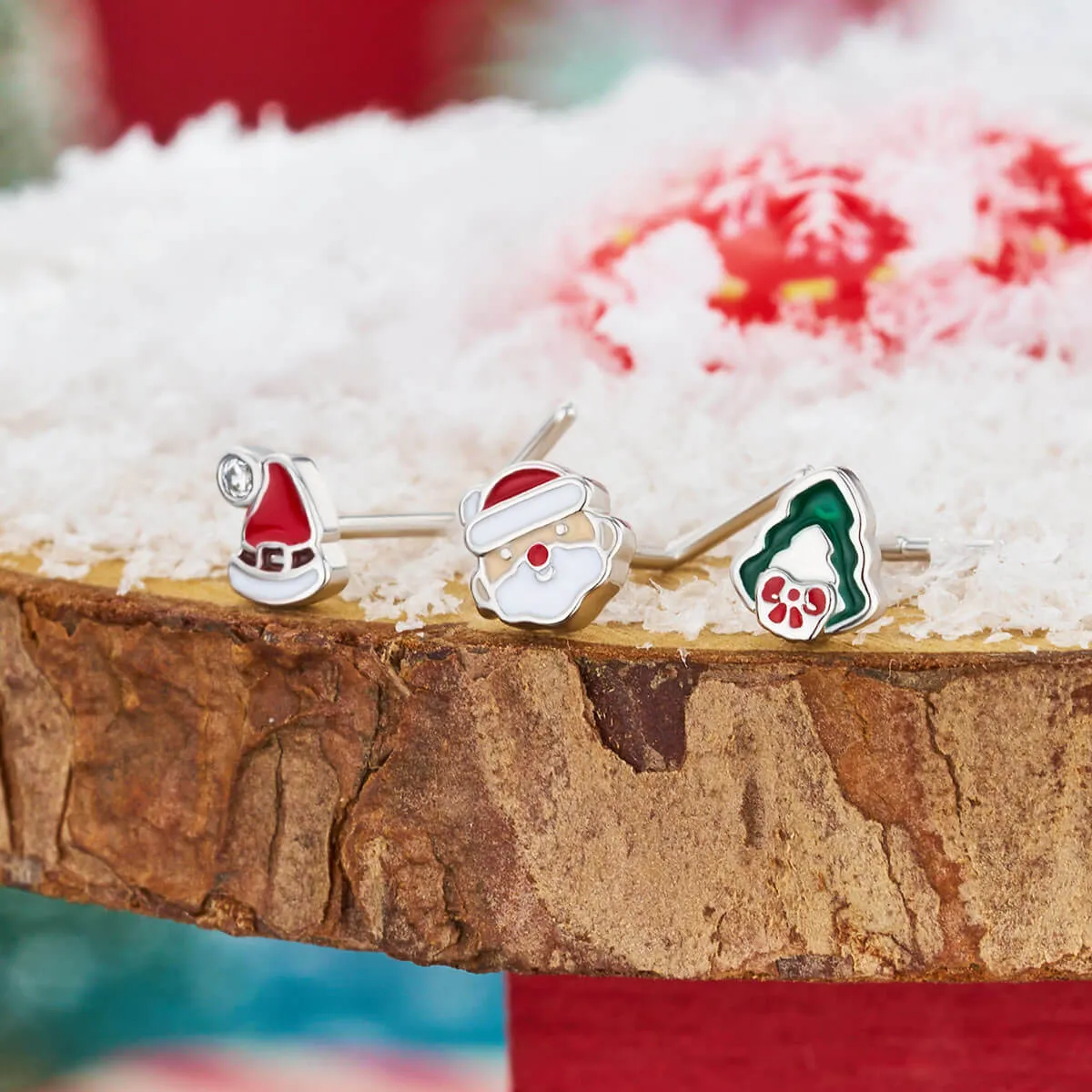 20G 3PCS L-Shaped Christmas Santa/Tree/Santa Hat Nose Studs Pack