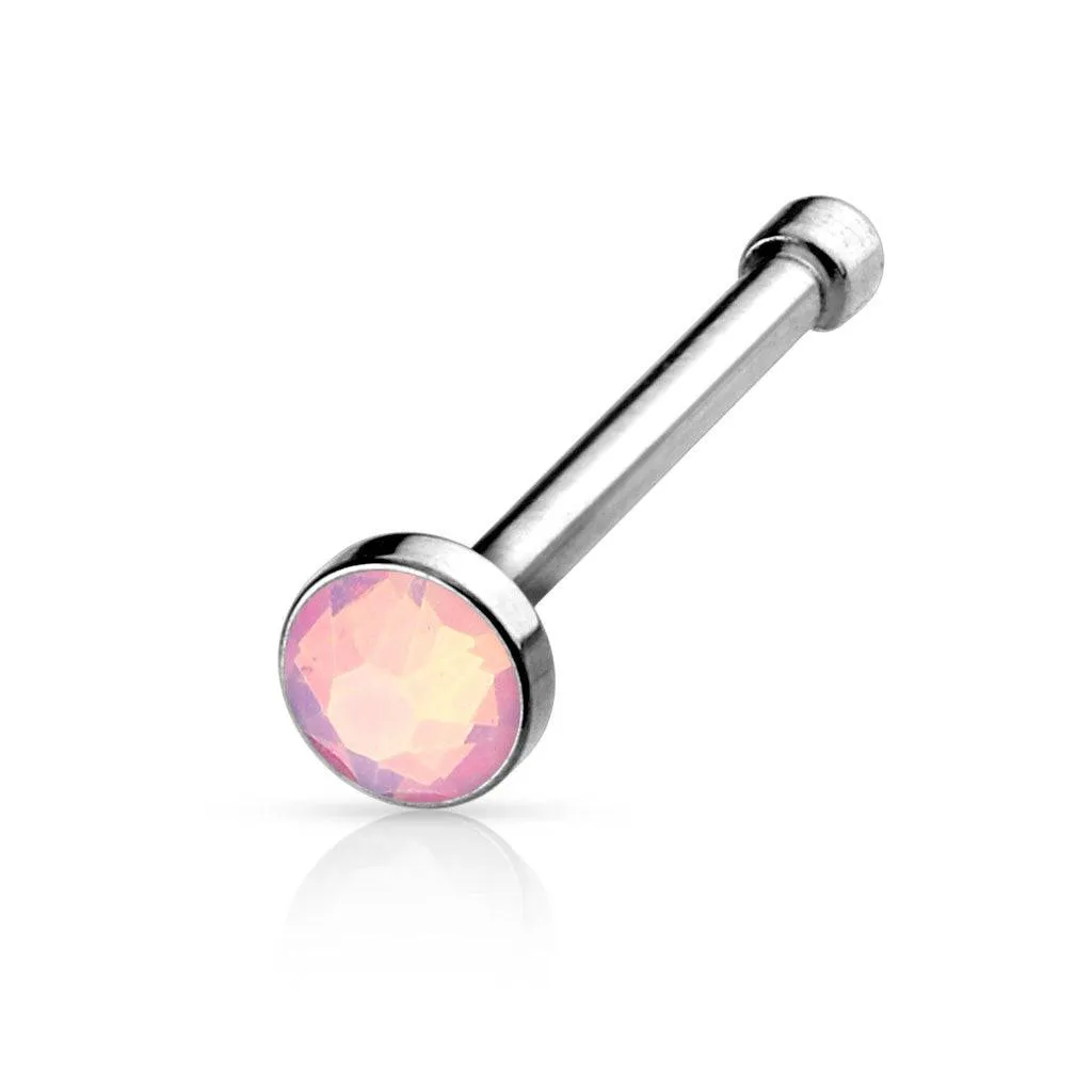 20ga 316L Surgical Steel Opalite Stone Ball End Nose Bone Stud