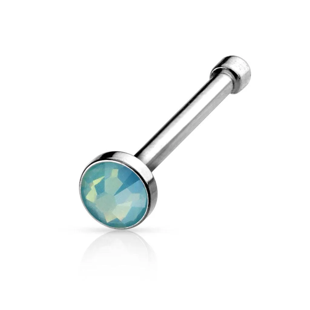 20ga 316L Surgical Steel Opalite Stone Ball End Nose Bone Stud