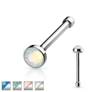 20ga 316L Surgical Steel Opalite Stone Ball End Nose Bone Stud