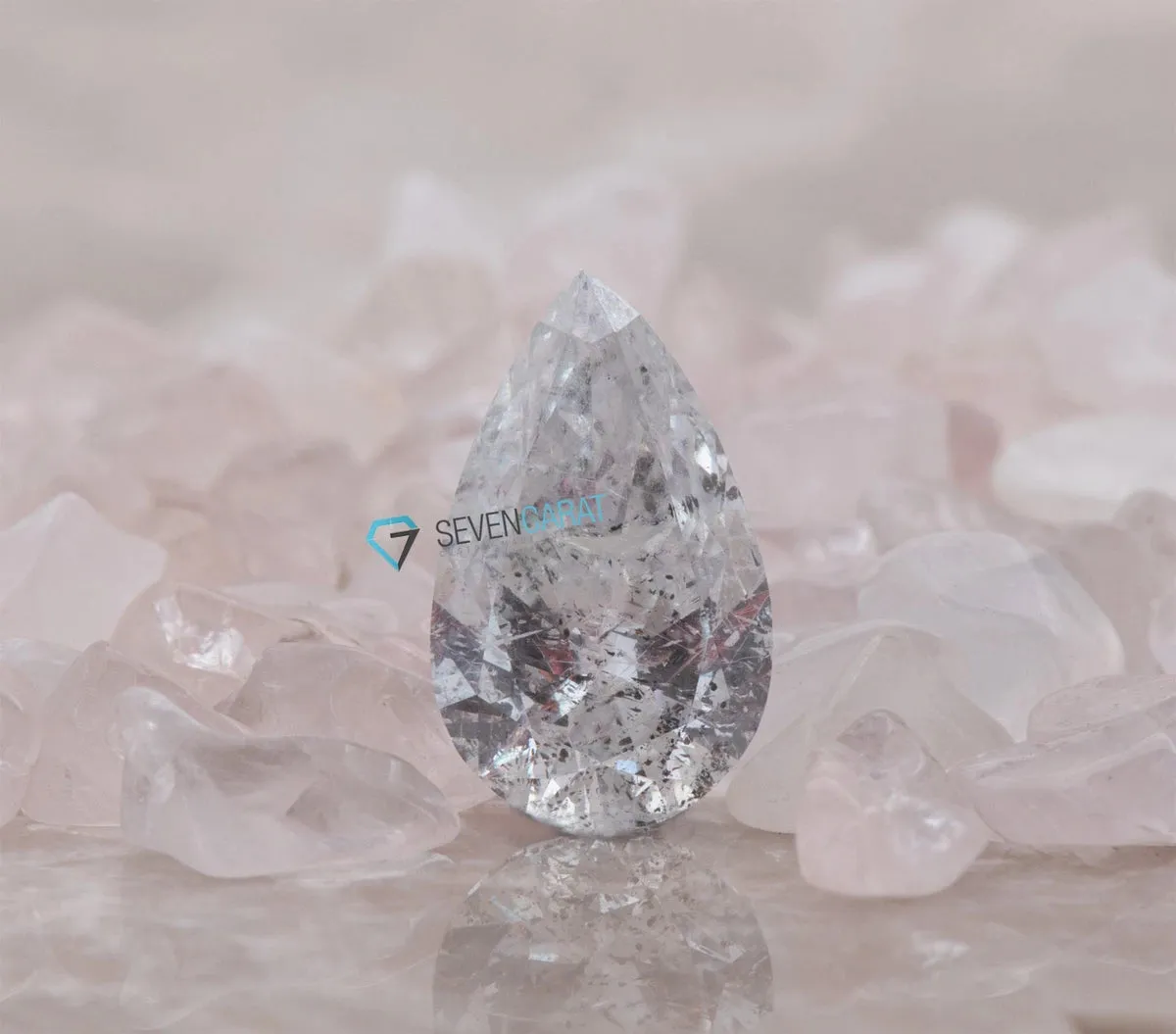 2.14 ct Salt & Pepper pear diamond engagement ring - 14k 18K Rose Gold