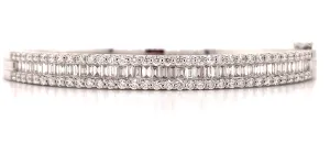 2.14ct tw Baguette and Round- cut Diamond White Gold Bangle Bracelet