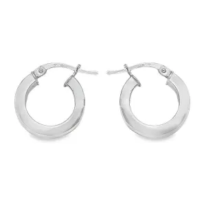 2.5 MM Square Tube Hoop Earrings In 10K, 14K White Gold