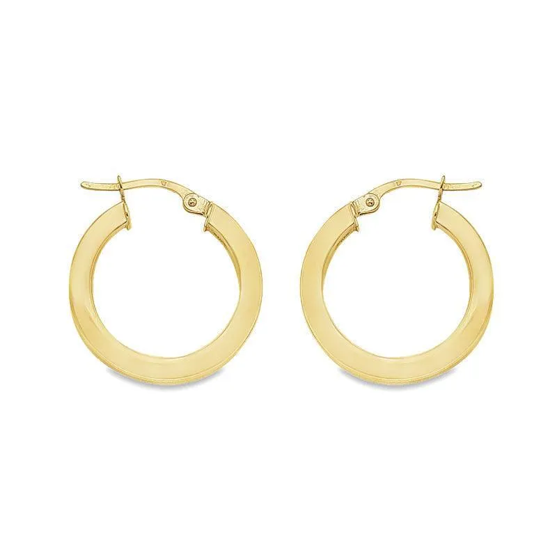 2.5 MM Square Tube Hoop Earrings In 10K, 14K Yellow Gold