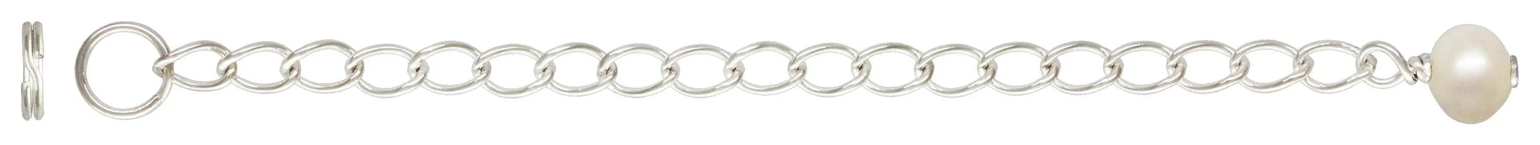2.50" Ext w/4.0mm White FW Pearl, Sterling Silver. #5021006W