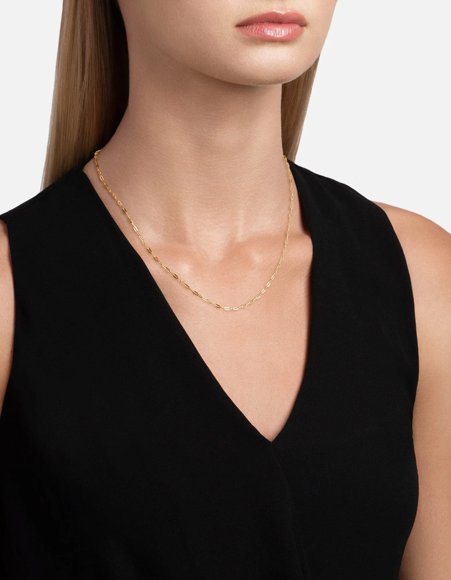 2.5mm Volt Link Cable Chain Necklace, 14k Gold