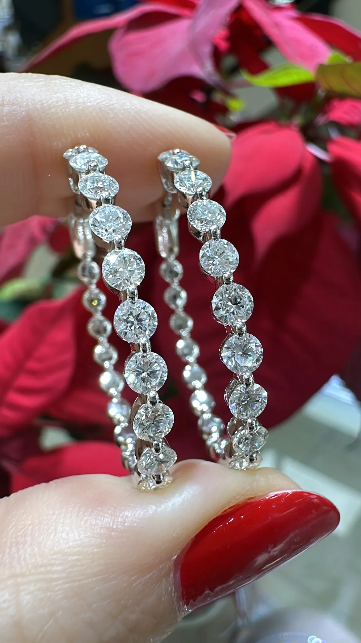 2.69carat Single Prong Diamond Hoop Earrings