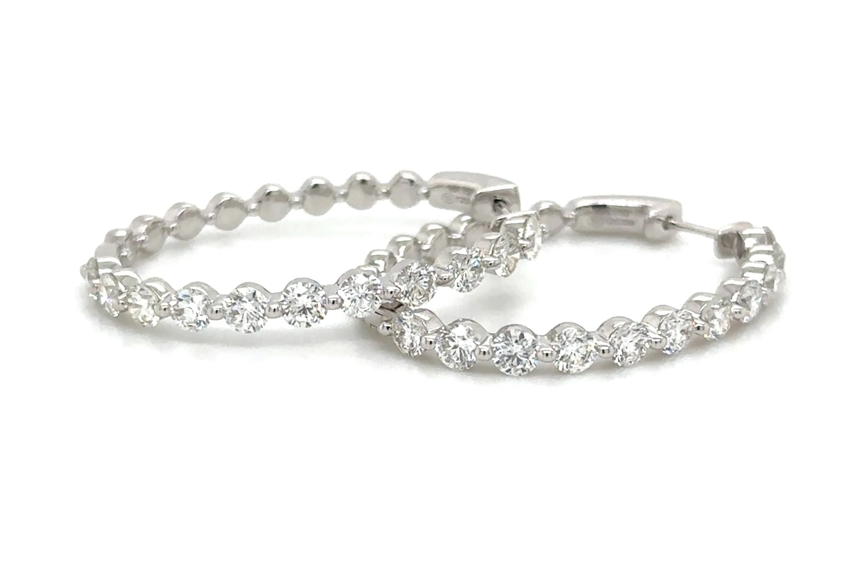 2.69carat Single Prong Diamond Hoop Earrings