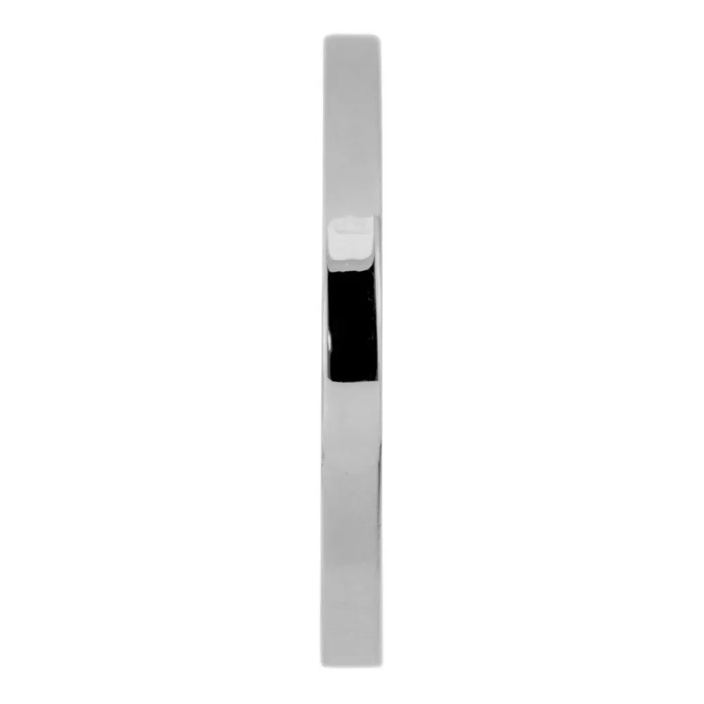 2mm Wide x 1.7 mm Thick,14k White Gold Rectangle Wedding Band, Polished