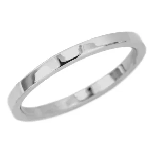 2mm Wide x 1.7 mm Thick,14k White Gold Rectangle Wedding Band, Polished