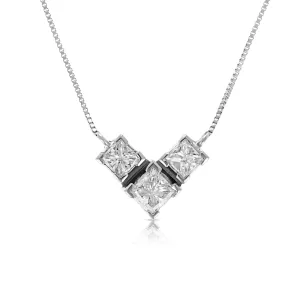 3/4 cttw Princess Cut Diamond Pendant Necklace in 14K White Gold