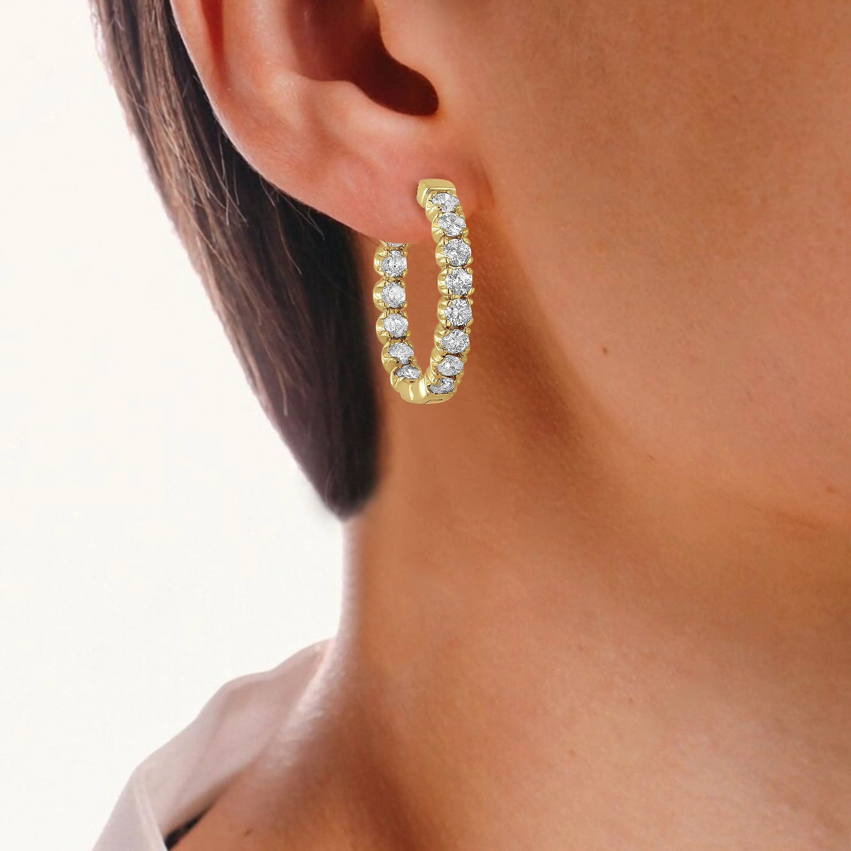 4 cttw Lab Grown Diamond Hoop Inside Out Earrings in 14K Gold