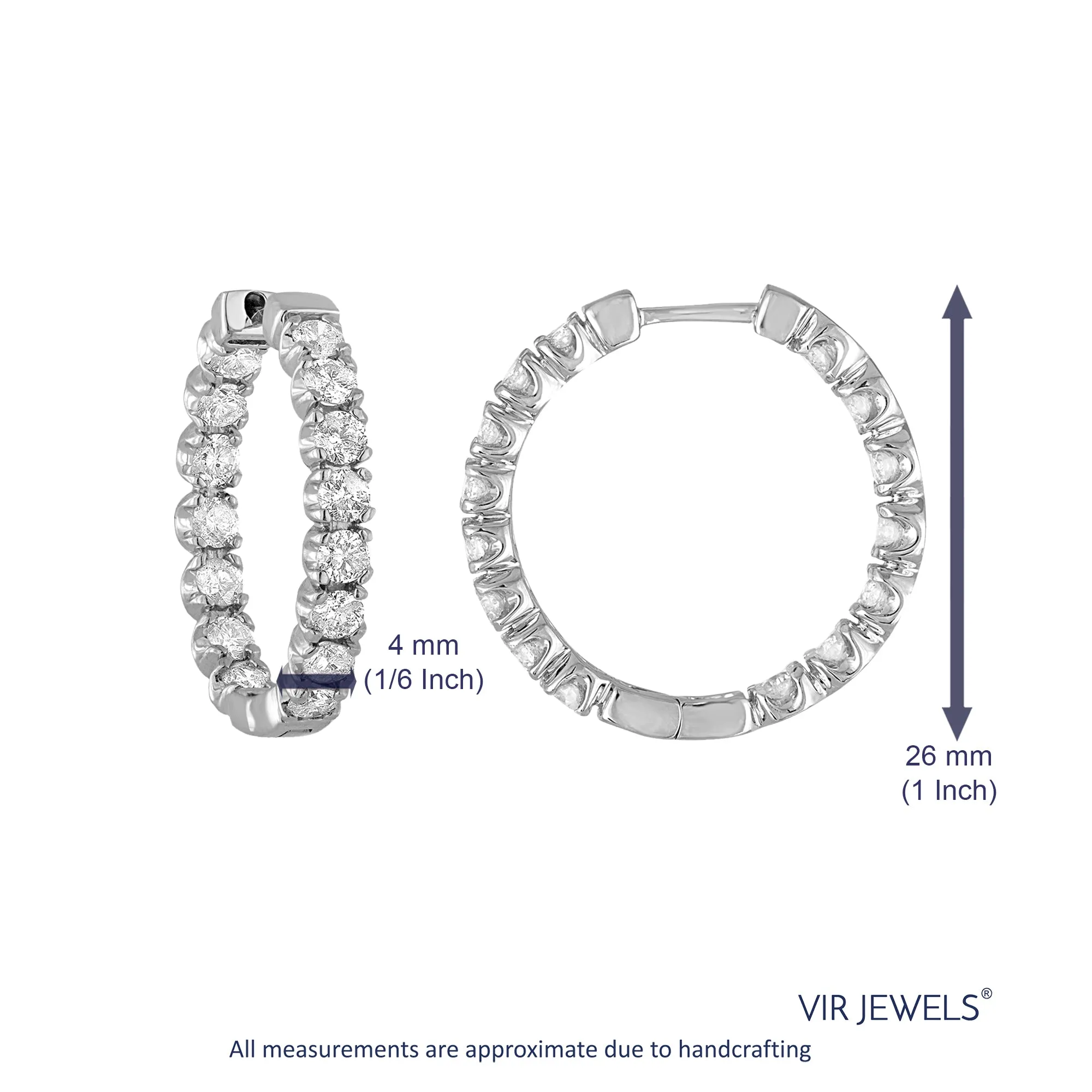 4 cttw Lab Grown Diamond Hoop Inside Out Earrings in 14K Gold