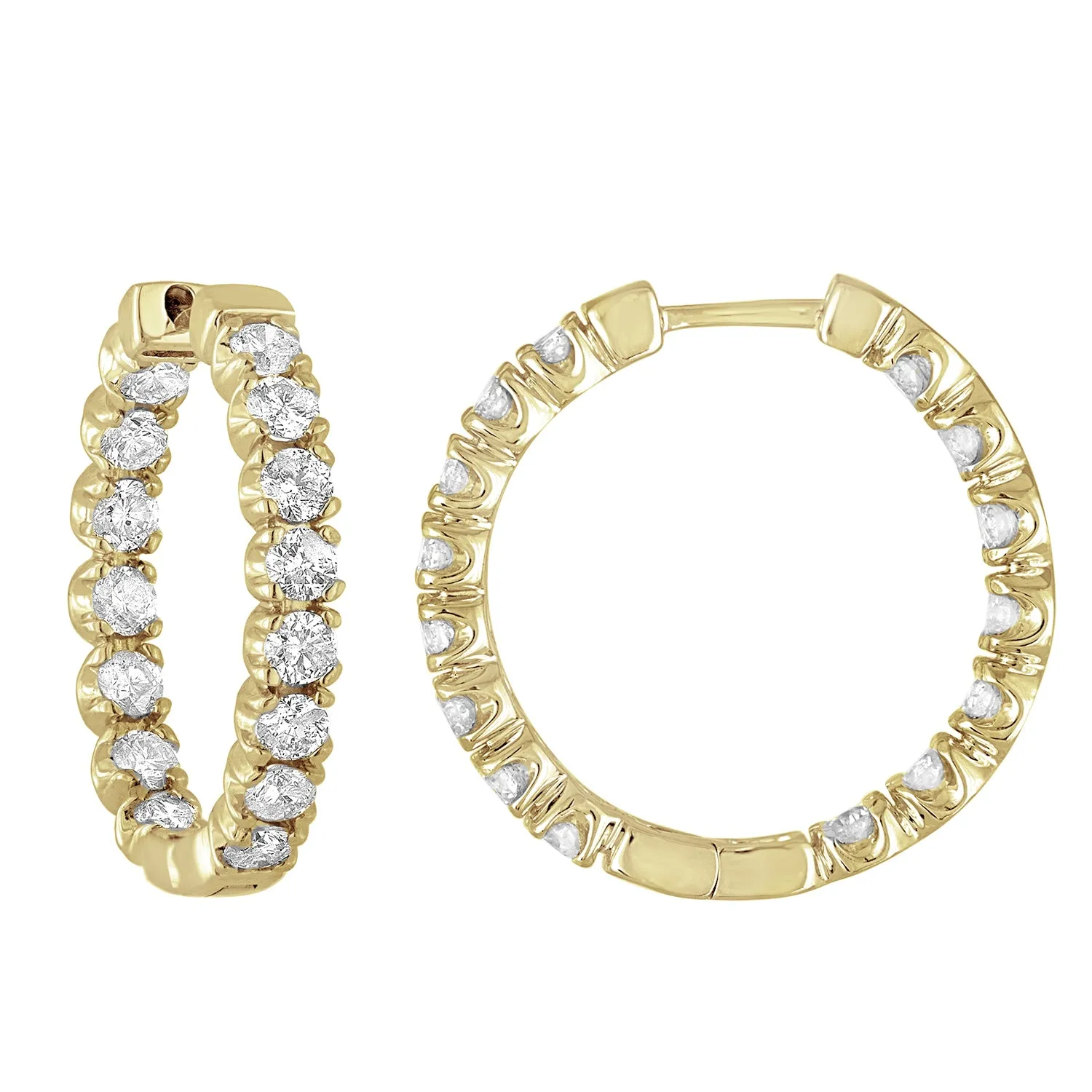 4 cttw Lab Grown Diamond Hoop Inside Out Earrings in 14K Gold