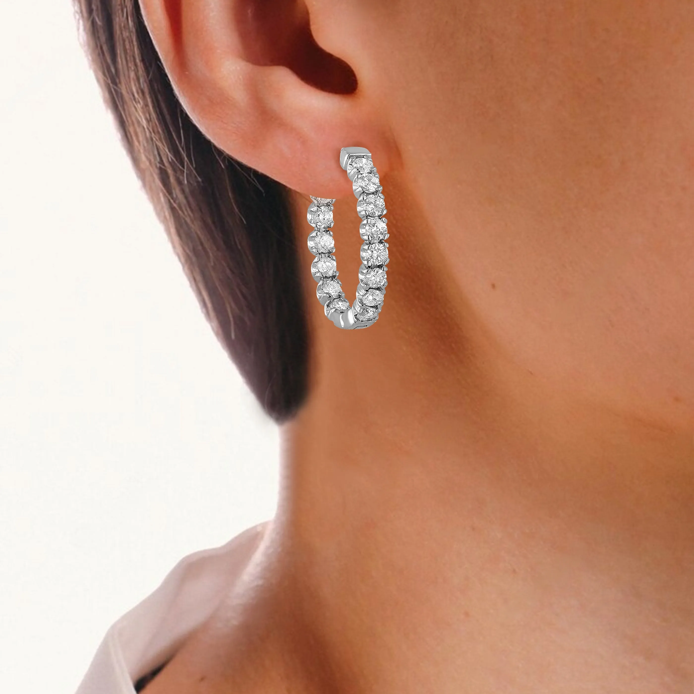 4 cttw Lab Grown Diamond Hoop Inside Out Earrings in 14K Gold