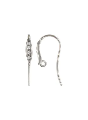 4 CZ Ear Wire 10.0x18.0mm, Sterling Silver. #5006390CZ