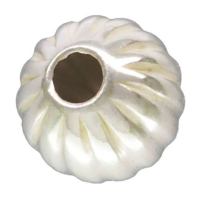 4.0mm Corrugated Bead Light 1.2mm Hole, Sterling Silver. Made in USA. #5001204C
