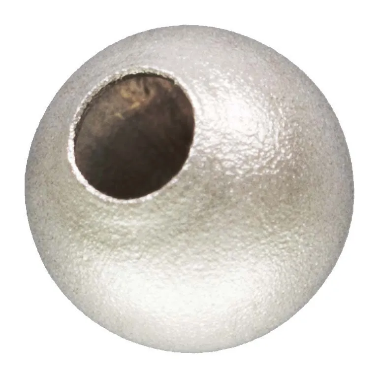 4.0mm Sandblast Bead 1.5mm Hole, Sterling Silver. Made in USA. #5004640SB