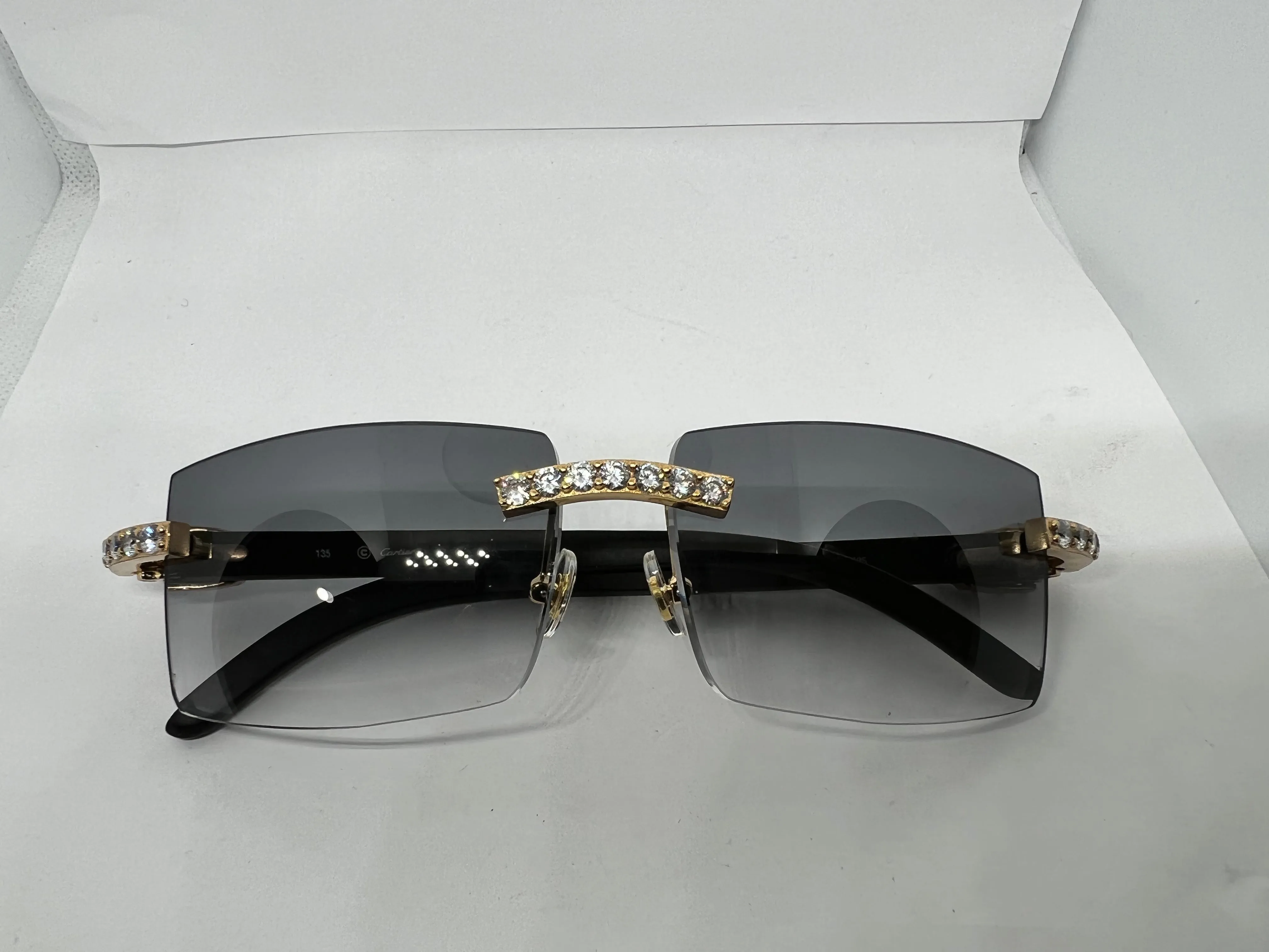 5 Pc 60 Ct Diamond Set w/ Black Horn Cartier Temples