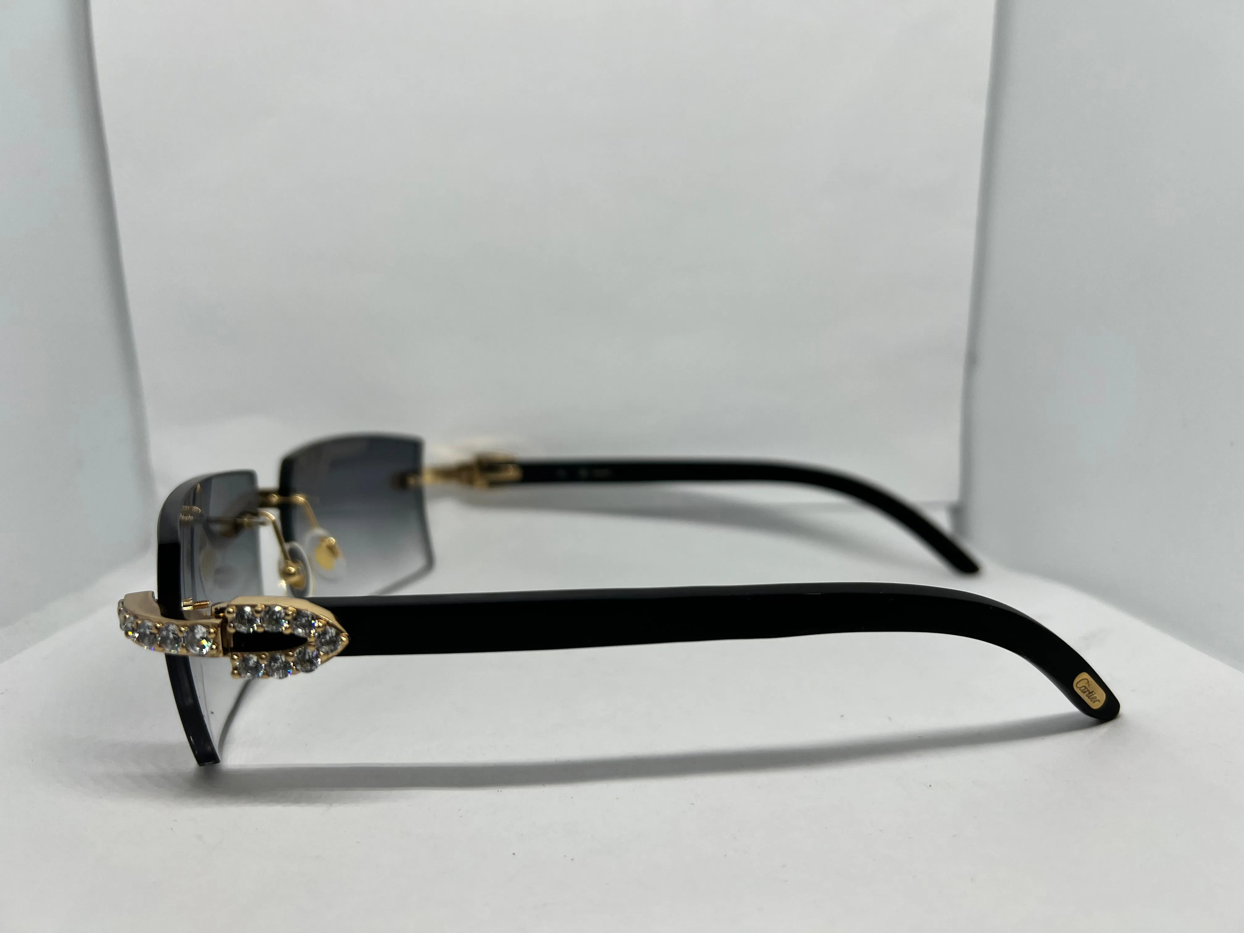 5 Pc 60 Ct Diamond Set w/ Black Horn Cartier Temples