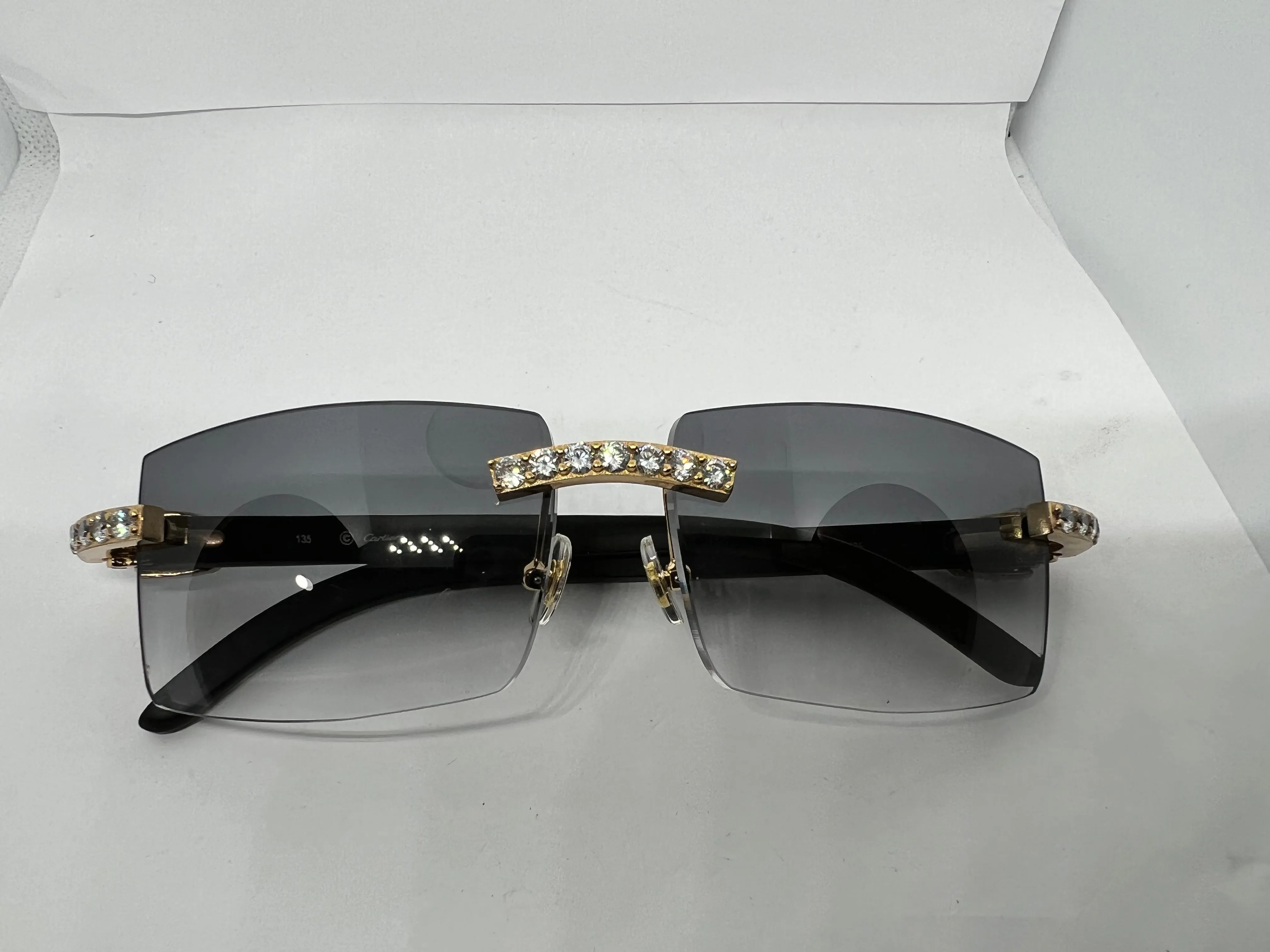 5 Pc 60 Ct Diamond Set w/ Black Horn Cartier Temples