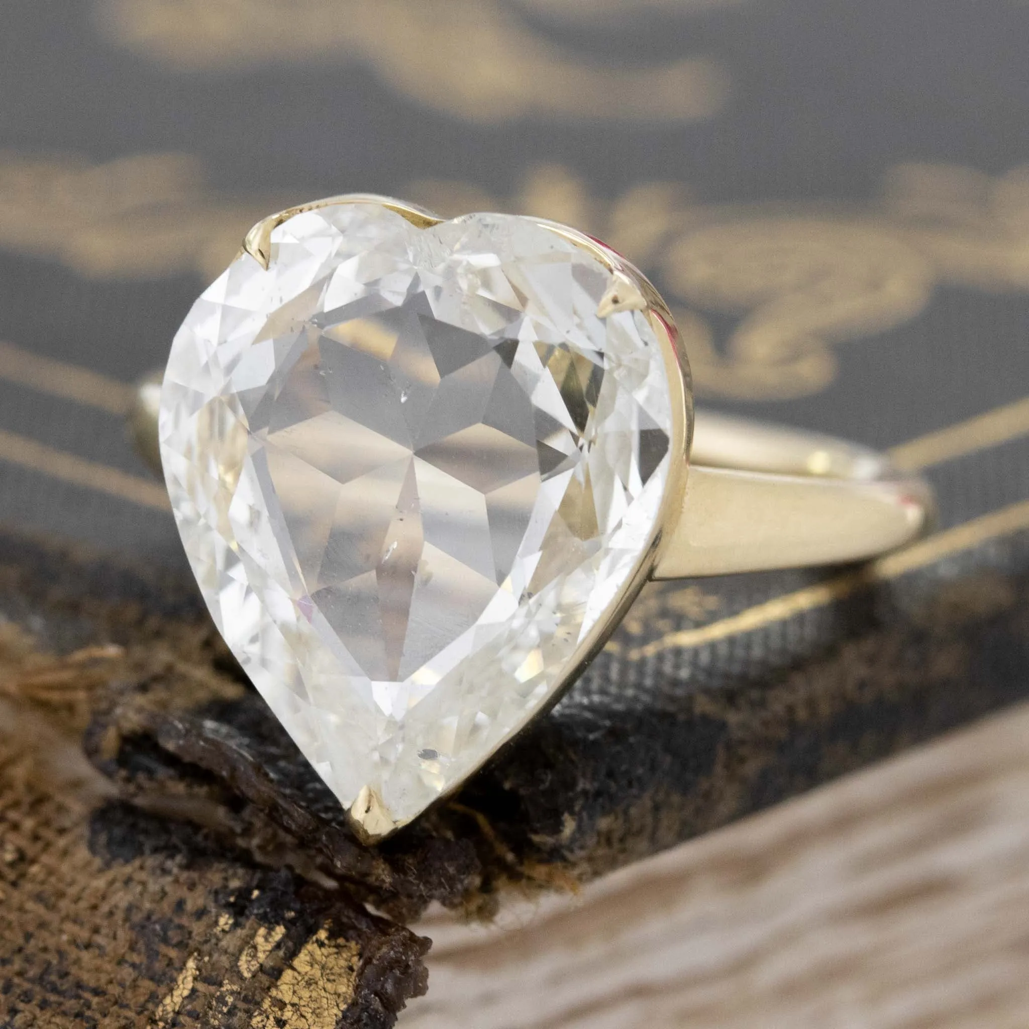 5.01ct Heart Rose Cut Diamond Solitaire, GIA M SI2