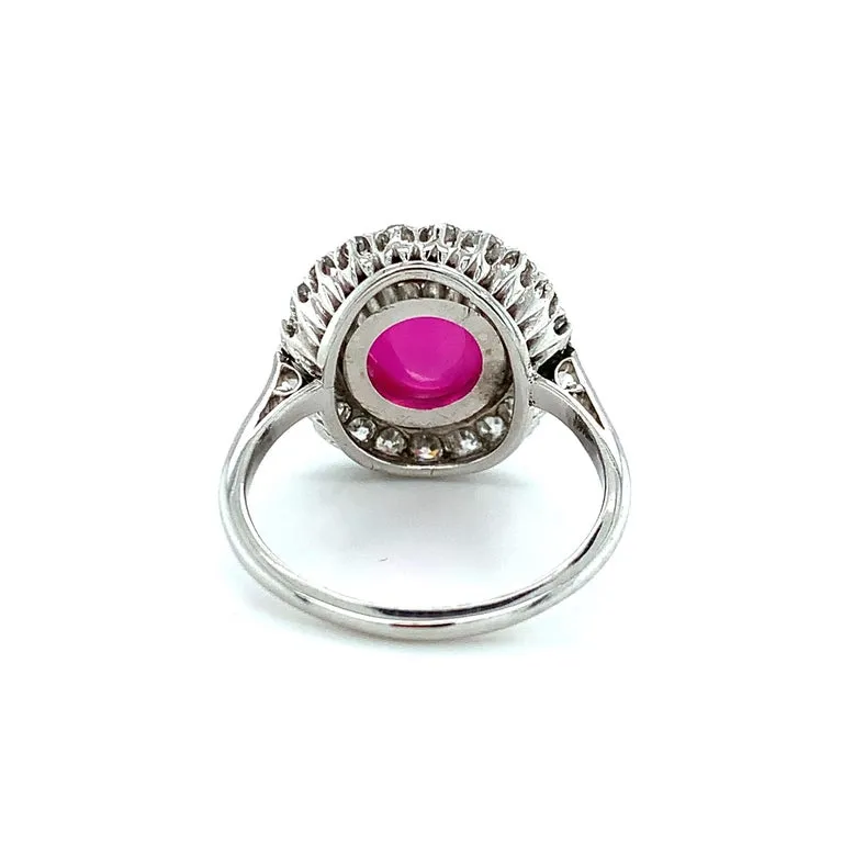 5.28 Carat GIA Certified Unheated Burmese Star Ruby and Diamond Platinum Ring