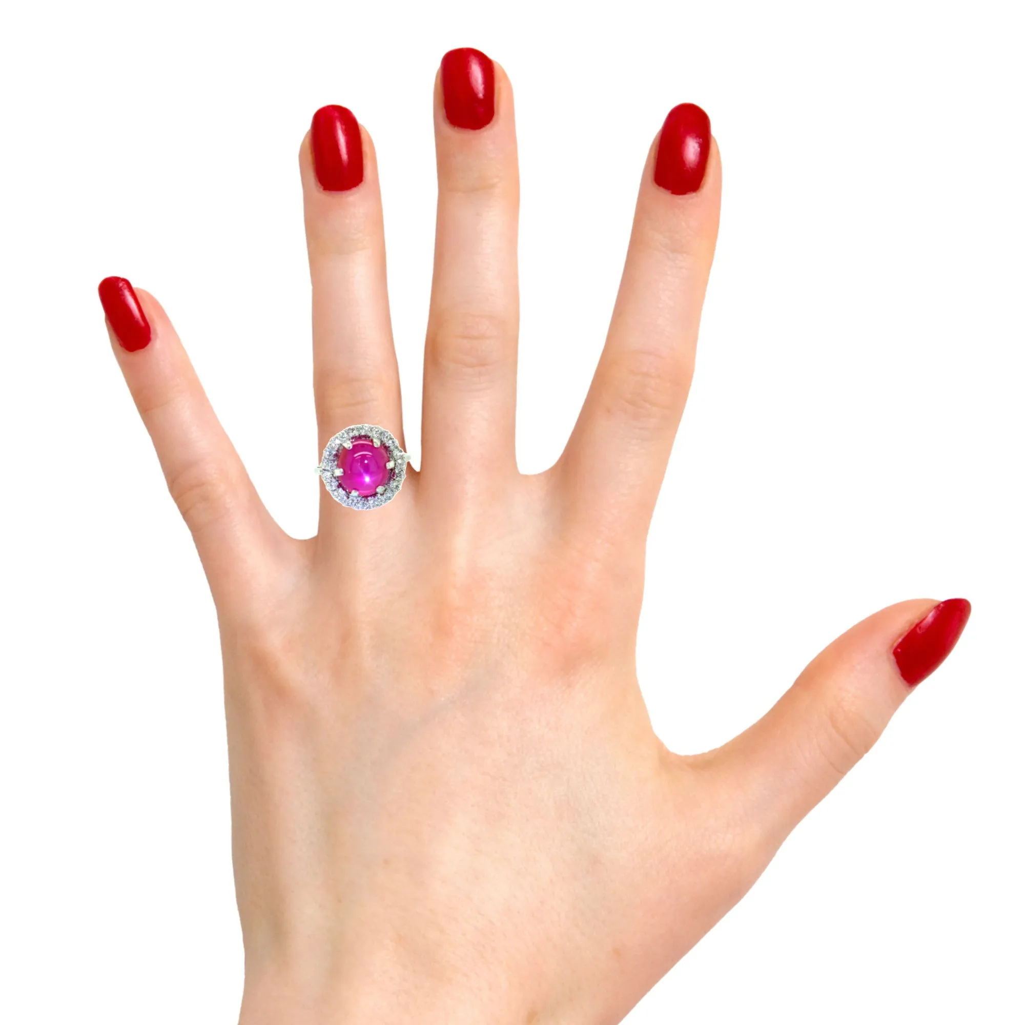 5.28 Carat GIA Certified Unheated Burmese Star Ruby and Diamond Platinum Ring