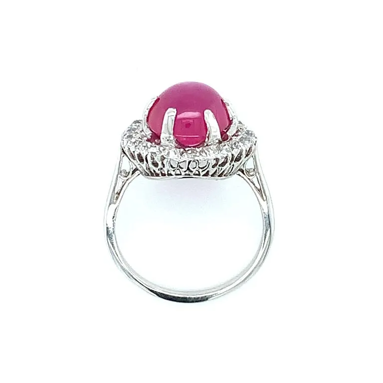 5.28 Carat GIA Certified Unheated Burmese Star Ruby and Diamond Platinum Ring