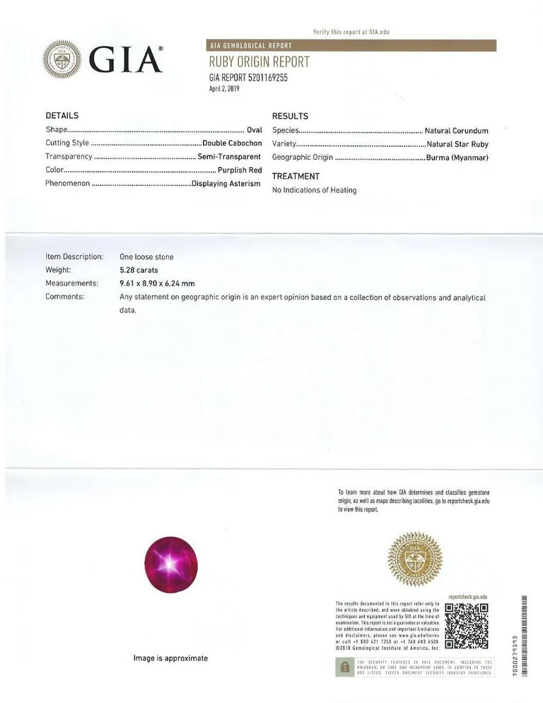 5.28 Carat GIA Certified Unheated Burmese Star Ruby and Diamond Platinum Ring