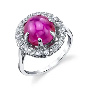 5.28 Carat GIA Certified Unheated Burmese Star Ruby and Diamond Platinum Ring