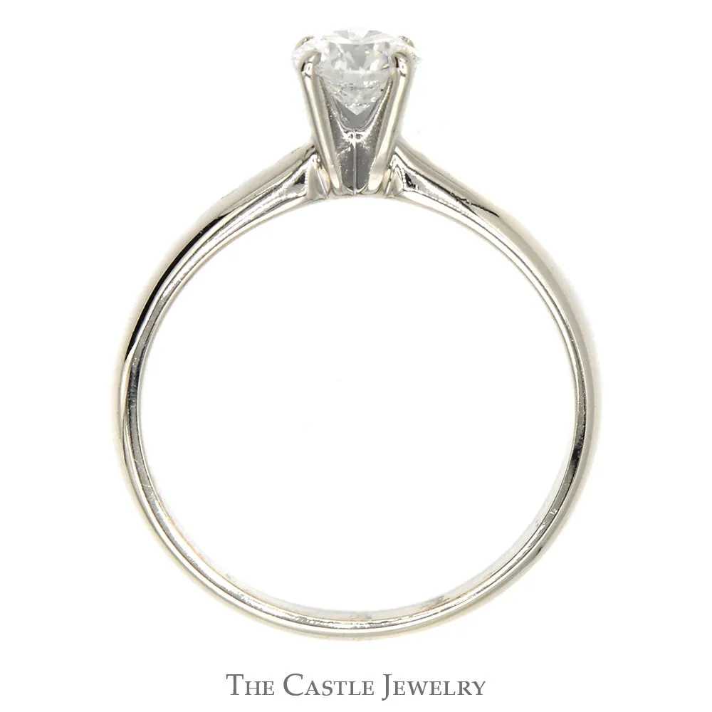 .53ct Round Diamond Solitaire Engagement Ring in 14k White Gold Tiffany Mounting