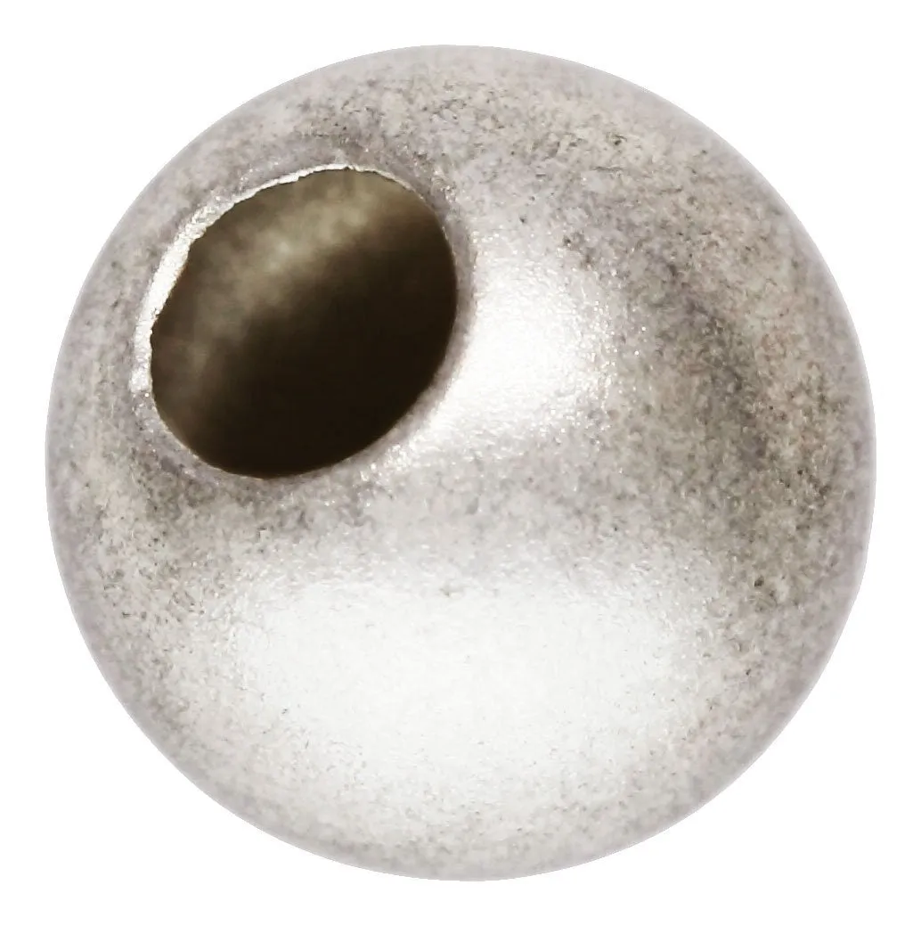 6.0mm Sandblast Bead 2.4mm Hole, Sterling Silver. Made in USA. #5004660SB