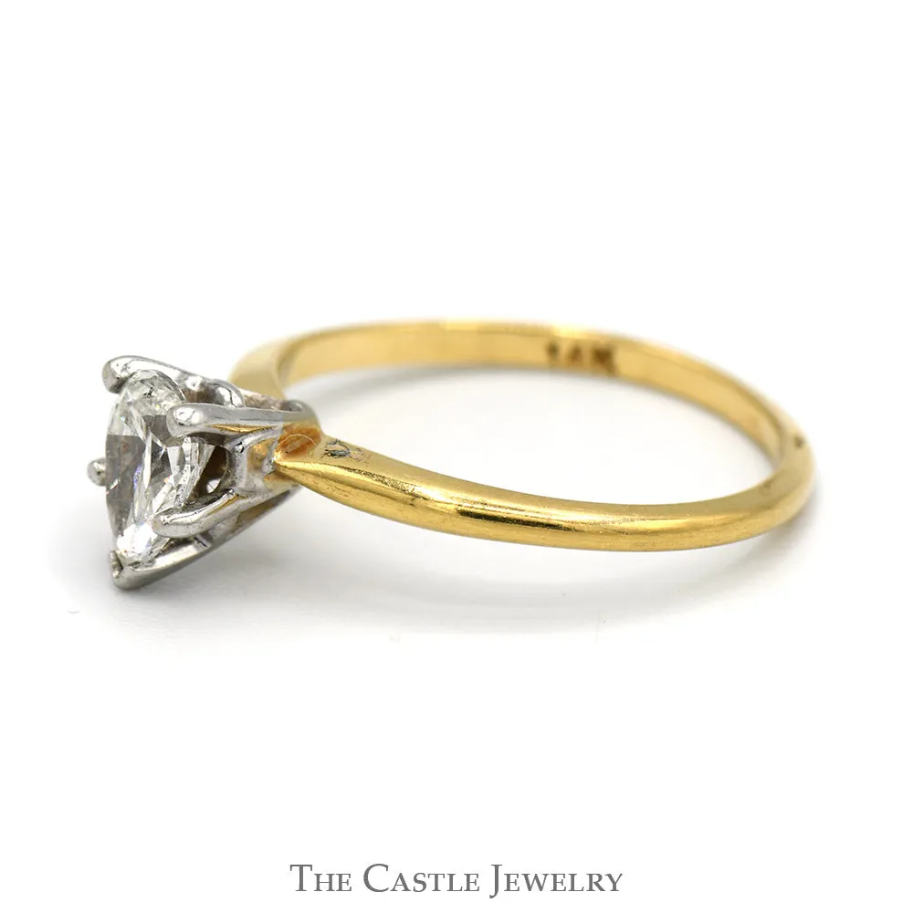 .65ct Pear Cut Diamond Solitaire Engagement Ring in 14k Yellow Gold - SI2, I