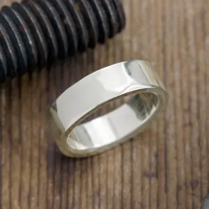 6mm 14k White Gold Mens Wedding Band, Polished