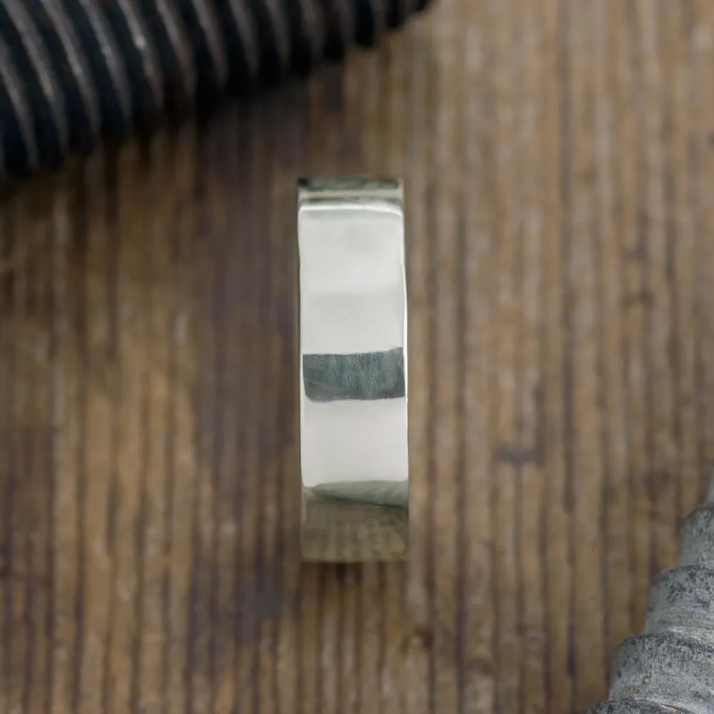 6mm 14k White Gold Mens Wedding Band, Polished