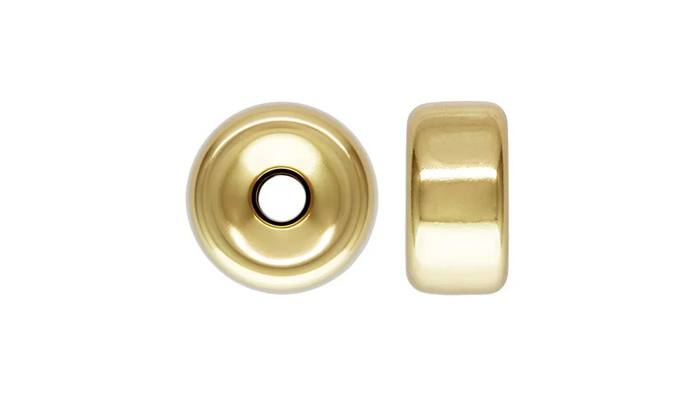7.2x3.8mm Rondelle 1.8mm Hole, 14k gold filled. Made in USA. #4004569