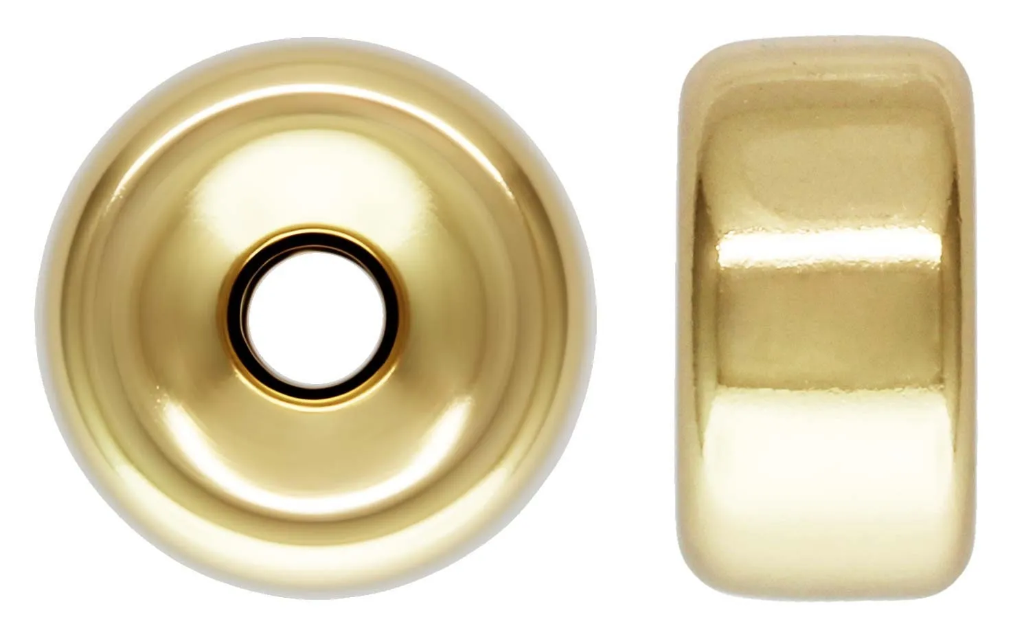 7.2x3.8mm Rondelle 1.8mm Hole, 14k gold filled. Made in USA. #4004569
