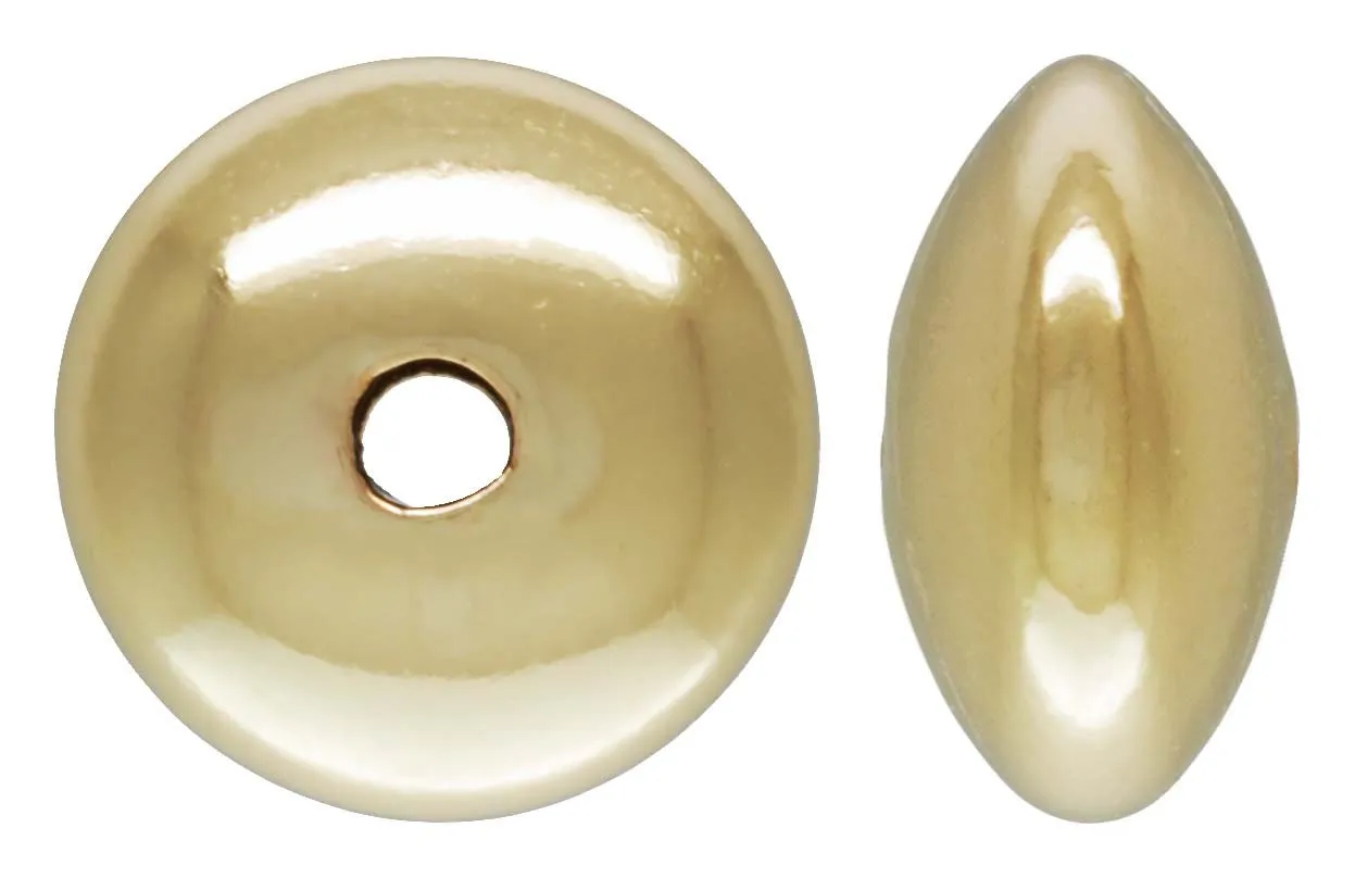 7.3x3.6mm Saucer Bead .060-.065 Hole, 14k gold filled. Made in USA. #4020136