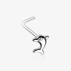 Adorable Baby Dolphin L-Shaped Nose Ring