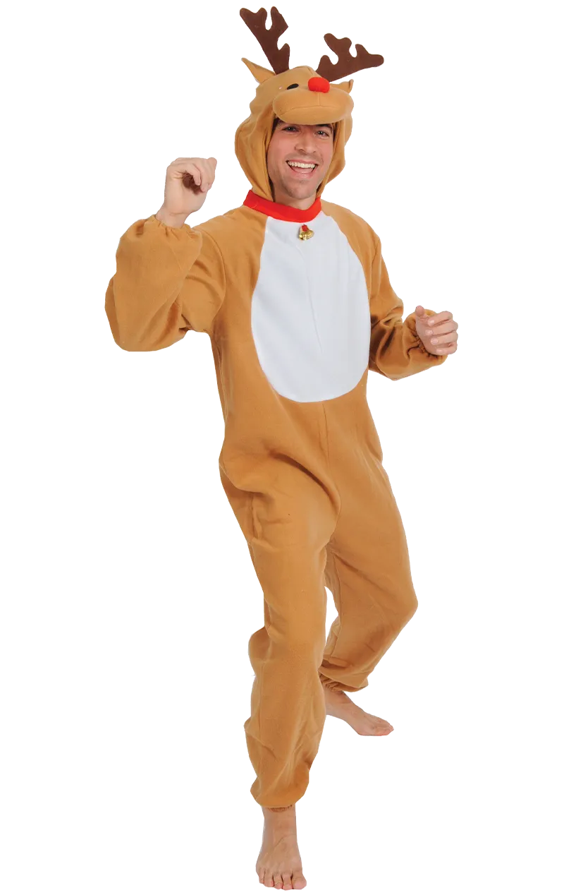 Adult Red Nose Christmas Reindeer Costume
