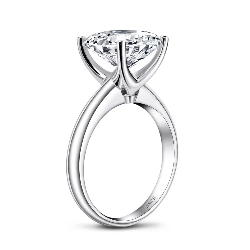Ainuoshi Round Cut White Created Diamond Solitaire Ring