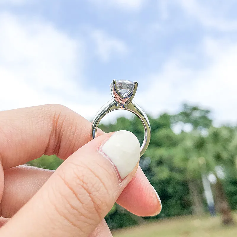 Ainuoshi Round Cut White Created Diamond Solitaire Ring